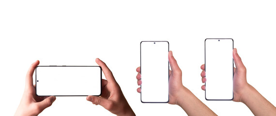 Smartphone similar to Galaxy with green screen for Infographic Global Business Marketing Plan, mockup model similar to Samsung isolated Background of ai digital investment economy - Clipping Path