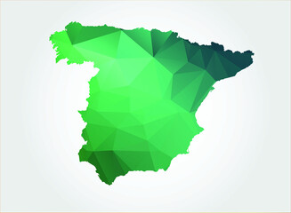 Obraz premium Spain Provinces Map Green Color on white background polygonal