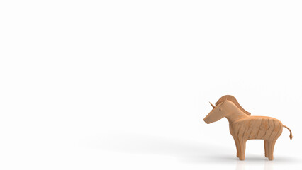 The unicorn wood on white background for business concept 3d rendering.