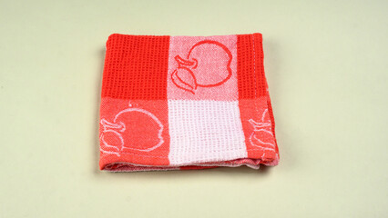 Folded kitchen textile towels of different colors, Household cleaning cloth. Closeup of cleaning...