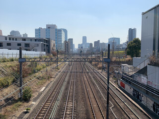 Fototapeta premium 鉄道、高架から渋谷方面