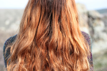  woman with long and red hair