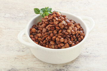 Boiled lentil in the bowl