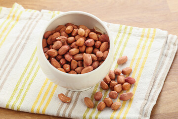 Raw peanut heap in the bowl