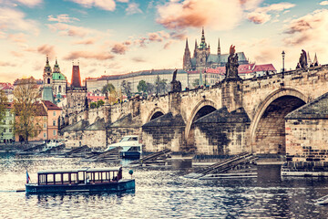 Charles Bridge and Hradcany in Prague, Czech Republic