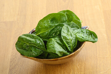 Fresh green spinach leaves in the bowl