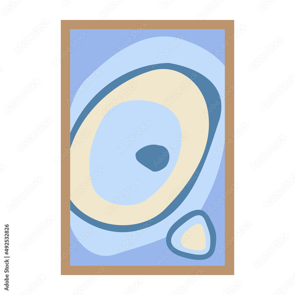 Poster abstract artwork in frame semi flat color vector object. full sized item on white. decorating apartm