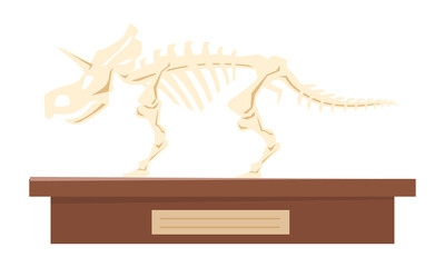 Dinosaur fossil skeleton semi flat color vector object. Exhibit component. Full sized item on white. Dinosaur museum simple cartoon style illustration for web graphic design and animation
