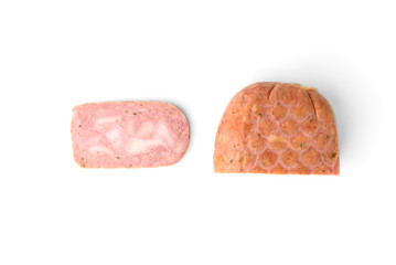 Chicken loaf isolated on white background.