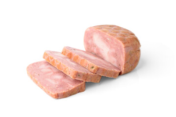 Chicken loaf isolated on white background.