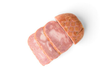 Chicken loaf isolated on white background.