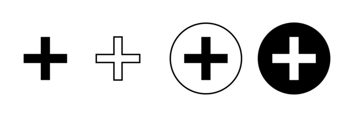 Plus Icons set. Add plus sign and symbol