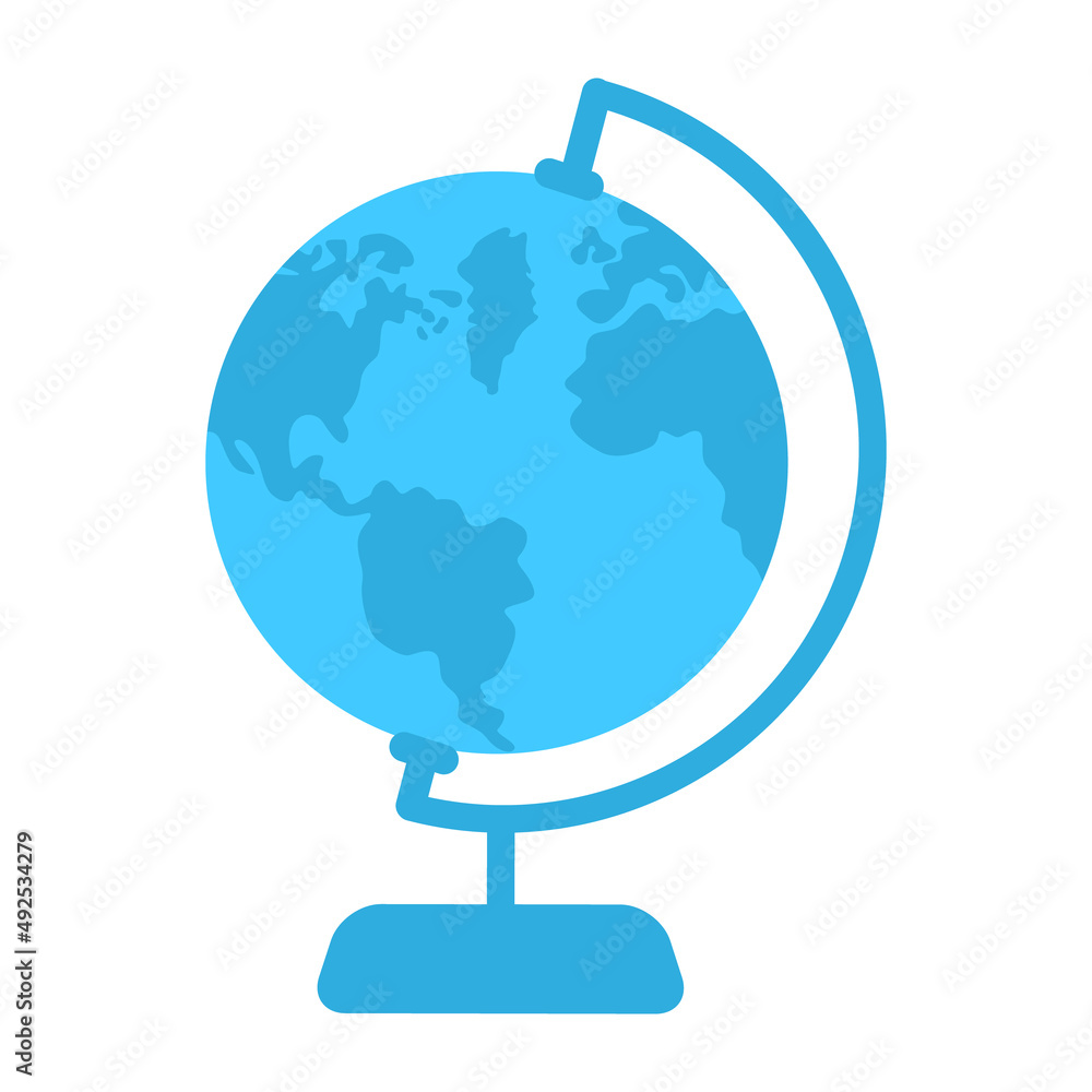 Poster round globe with worldwide map semi flat color vector object. full sized item on white. interactive 