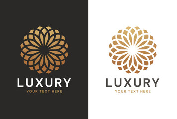 luxury flower gold premium logo design
