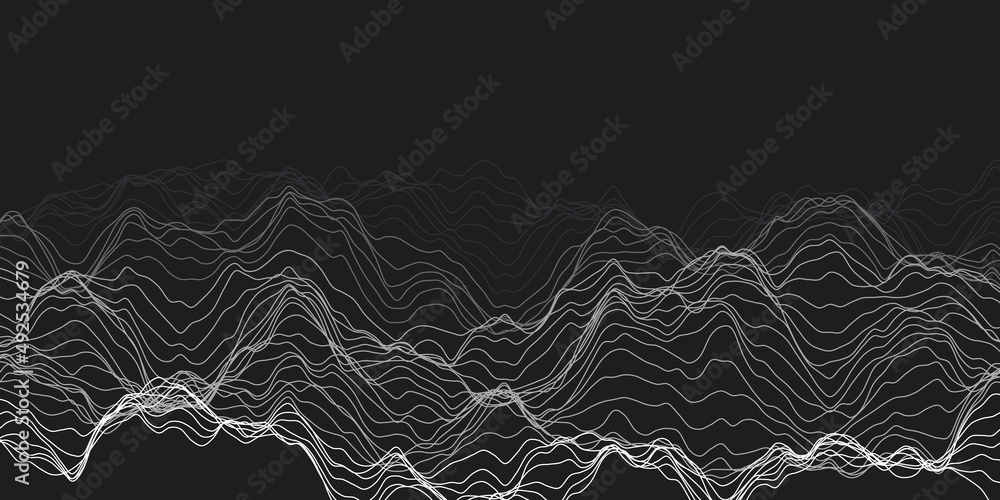Aufkleber dark black and white modern style wavy transparent futuristic 3d erratic surface, abstract minimalis