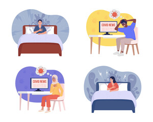 Intense panic episode 2D vector isolated illustration. Mental disorder flat characters on cartoon background. Colourful scene collection for mobile, website, presentation. Bebas Neue font used