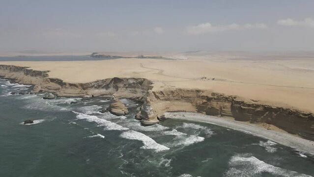 Rugged desert coastline of Paracas National Reserve in Peruvian desert