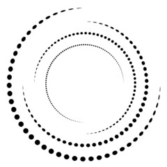 Halftone dots form circle round logo and dotted lens frame