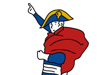 マントと帽子姿のヨーロッパの有名人。