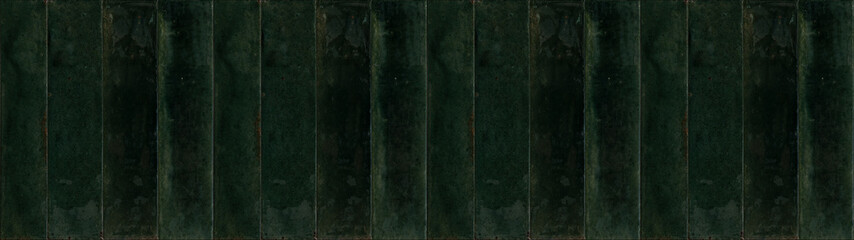 Dark green rectangular rustic brick tiles wall or floor texture wide background banner panorama