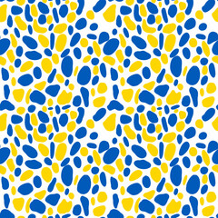 Hand drawn pattern in yellow-blue colors. Dots and spots in ukrainian style. Great for decor, textiles, packaging, printing and the internet.  Abstract vector ukrainian pattern
