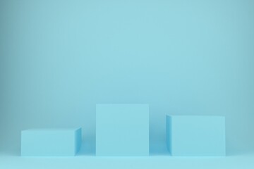 3D rendered podium for your product showcase. Blue platforms composition. 3d illustration.