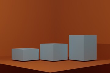 3D rendered podium for your product showcase. Gray platforms composition. 3d illustration.