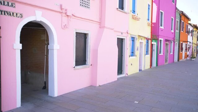 Most colorful traditional fishing town (village) Burano - Island near of Venice. Italy travel and landmarks