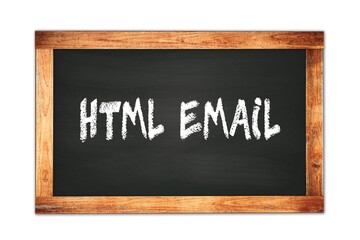 Fototapeta premium HTML EMAIL text written on wooden frame school blackboard.
