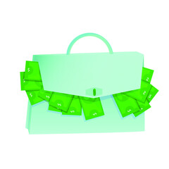 Green money in a briefcase