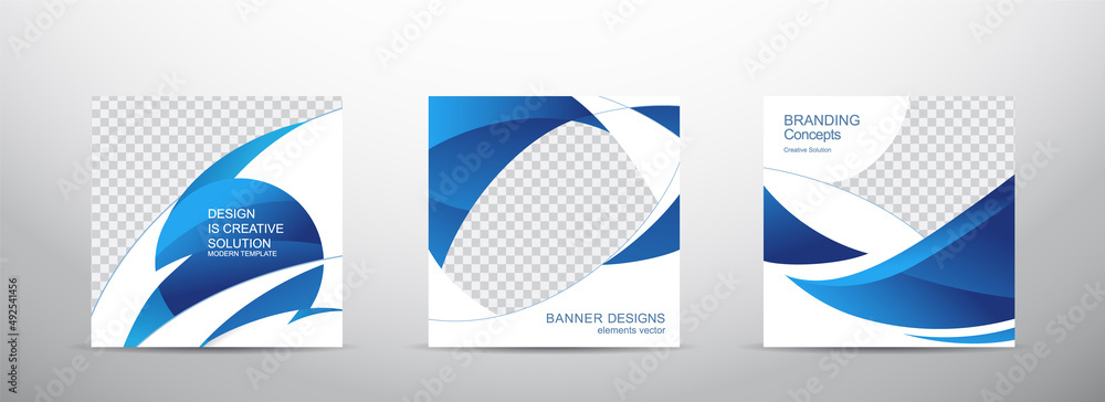 Sticker set square banner template for social media post and web internet ads.vector illustrations.