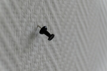 FU 2021-05-03 Nadel 4 An der Wand steckt eine Nadel mit schwarzem Kopf
