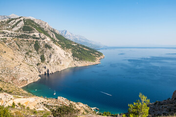 Mountainous landscape of Croatian coastline seen from above