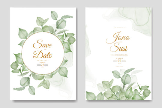 Watercolor eucalyptus wedding invitation card