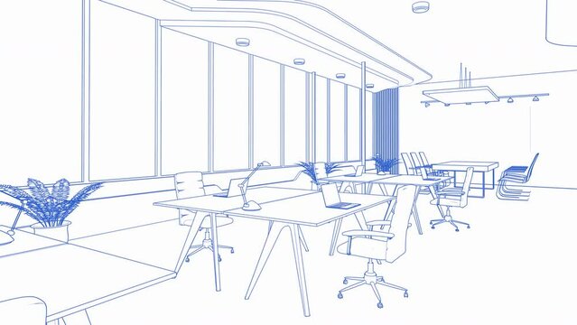 empty office space or workspace blueprint