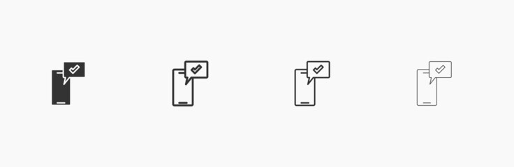 Smartphone with notification vector icon. Notification with a tick mark vector illustration