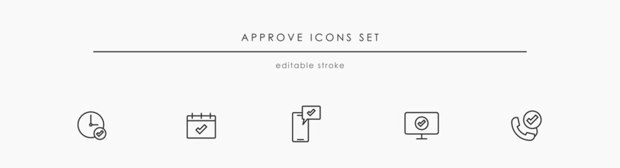 Approve linear icon set. Approve vector symbol