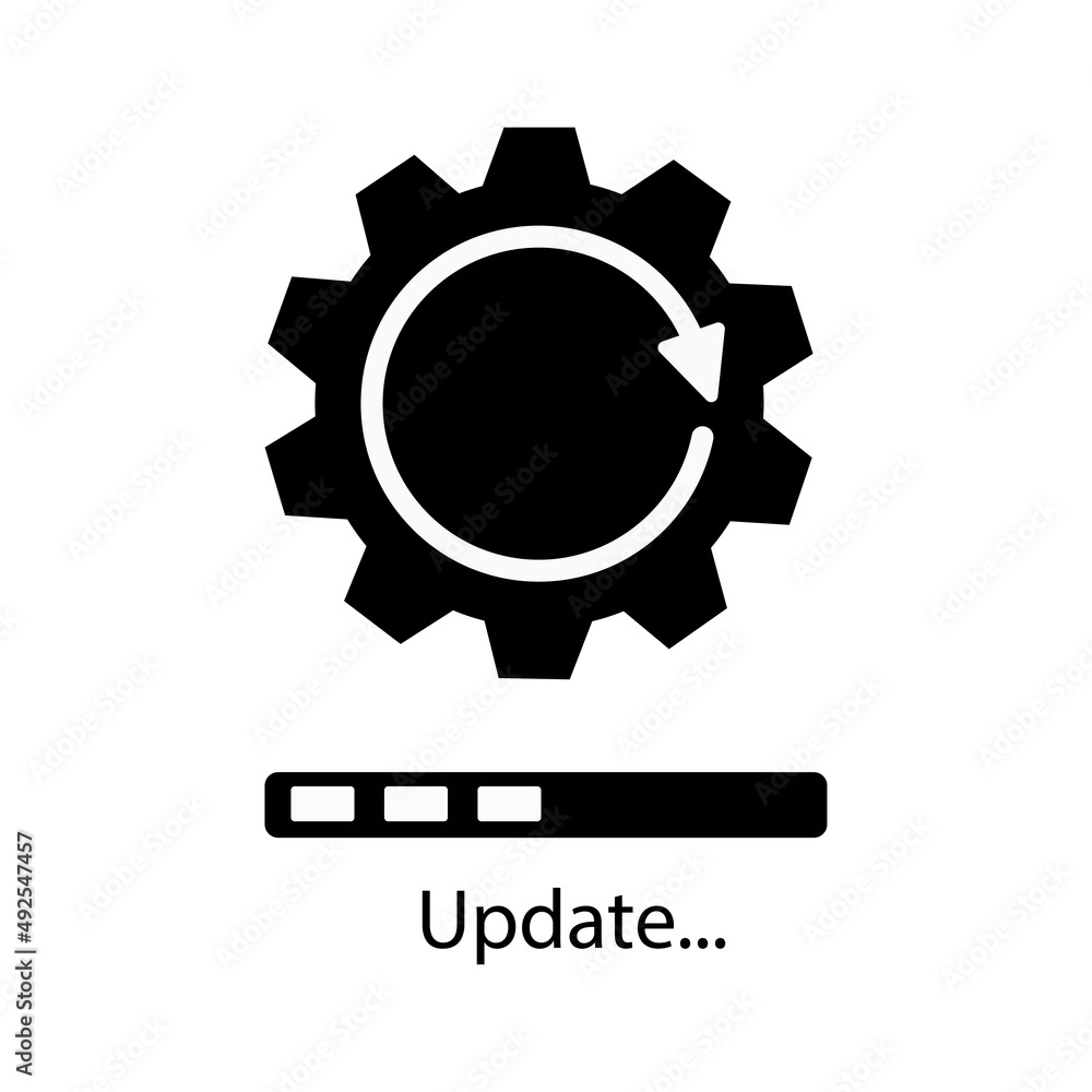Aufkleber loading process. update system icon. concept of upgrade application progress icon for graphic and we