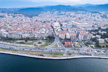 Obraz premium Aerial photo of izmir with drone during daytime