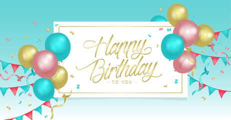 Birthday motif celebration banner vector illustration