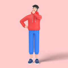 3d male character is thinking