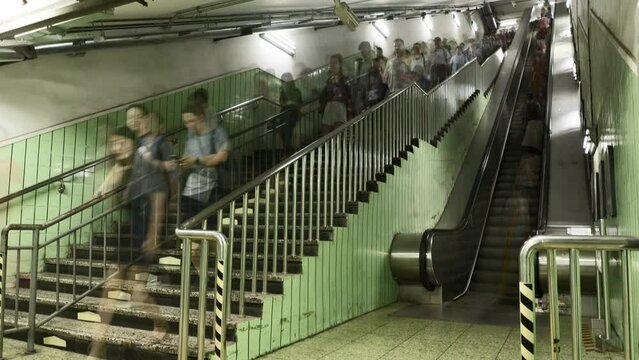 Busy metro subway station in Beijing, China