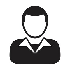 Employer icon vector male user person profile avatar symbol for business in a flat color glyph pictogram sign illustration