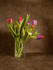 vse of glass with stil life of tulips