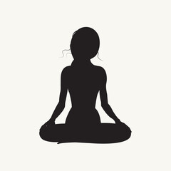 Black and White, Yoga Girl Silhouette in Lotos Pose - obrazy, fototapety, plakaty