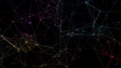 Abstract futuristic background from flow of neural connections. Digital weaves of particles. Network concept structure. 3D rendering.