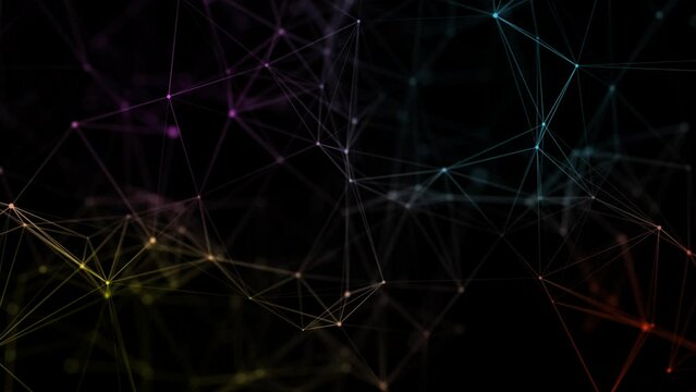 Abstract futuristic background from flow of neural connections. Digital weaves of particles. Network concept structure. 3D rendering.