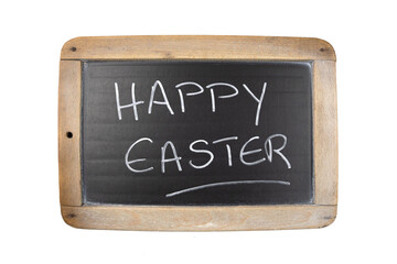 Fototapeta premium inscription on a slate happy Easter in English