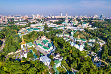 Obraz premium Aerial view of Pechersk Lavra in Kyiv before the war with Russia. UNESCO world heritage site in Ukraine