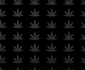 Luxury silver seamless pattern with cannabis leaves. Minimal trendy design texture marijuana. Black and silver leaves cannabis for background, wrapping paper and packaging. 3d render. 3d illustration.